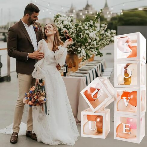 Baby Boxes with 30 PCS Letters, 4 Transparent Balloon boxes for Gender Reveal Birthday Wedding Baby Shower Decorations in Saudi Arabia