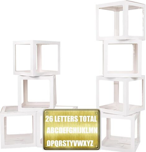 Baby Boxes with 30 PCS Letters, 4 Transparent Balloon boxes for Gender Reveal Birthday Wedding Baby Shower Decorations in Saudi Arabia