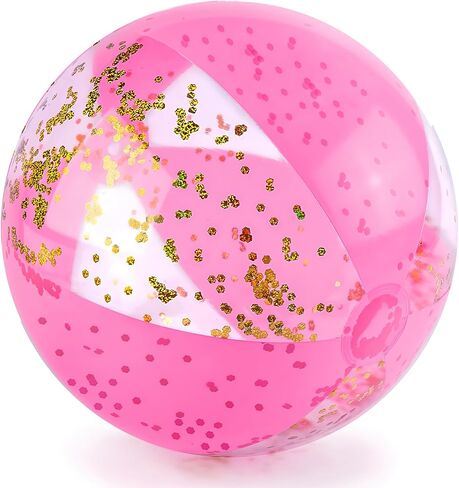 Amor Present Beach Ball, 16" Glitter Beach Ball Inflatable Beach Balls for Kids & Toddlers Pool Balls Summer Party Favors in Kuwait