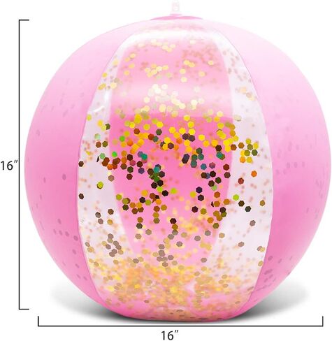 Amor Present Beach Ball, 16" Glitter Beach Ball Inflatable Beach Balls for Kids & Toddlers Pool Balls Summer Party Favors in Kuwait