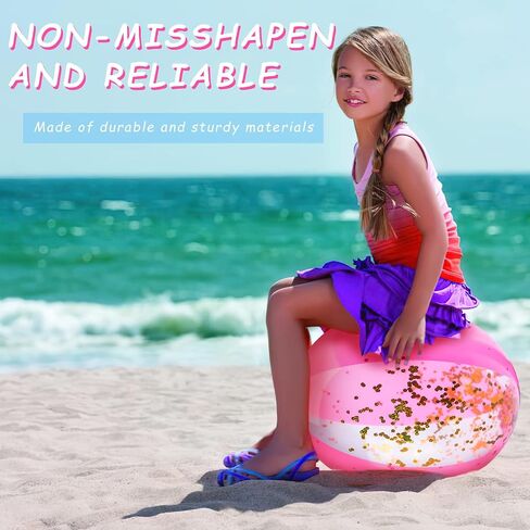 Amor Present Beach Ball, 16" Glitter Beach Ball Inflatable Beach Balls for Kids & Toddlers Pool Balls Summer Party Favors in Kuwait