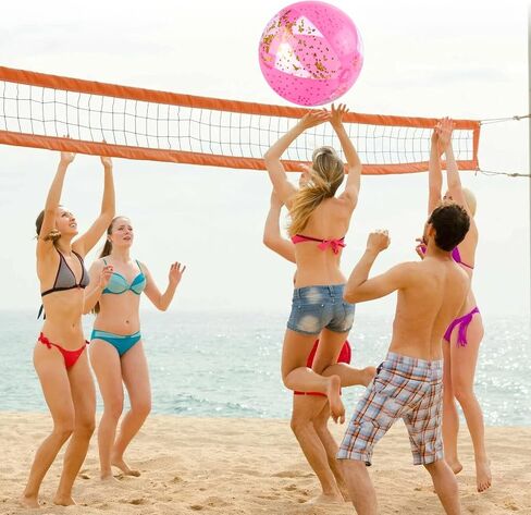 Amor Present Beach Ball, 16" Glitter Beach Ball Inflatable Beach Balls for Kids & Toddlers Pool Balls Summer Party Favors in Kuwait