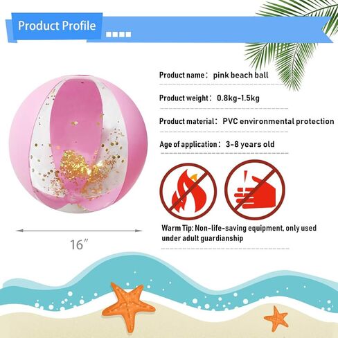 Amor Present Beach Ball, 16" Glitter Beach Ball Inflatable Beach Balls for Kids & Toddlers Pool Balls Summer Party Favors in Kuwait