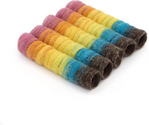 Glaciart One Felt Spring Cat Toy – 5 Pcs Soft Fuzzy Enrichment 100% Natural Wool Toy - Interactive Stretchable Play Cat Toy Set - Safe for Pets, Non-AZO Colored Dyes - 30" Long in Saudi Arabia