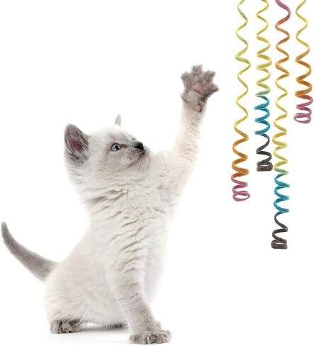 Glaciart One Felt Spring Cat Toy – 5 Pcs Soft Fuzzy Enrichment 100% Natural Wool Toy - Interactive Stretchable Play Cat Toy Set - Safe for Pets, Non-AZO Colored Dyes - 30" Long in Kuwait