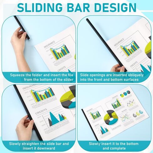25 Pcs 11 x 17 Inch Report Covers with Black Sliding Bar, Clear Report Covers for A3 Size Paper, 90 Sheet Capacity, Suitable for Resume Document Contract Presentations Proposal in Saudi Arabia