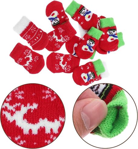 HANABASS 4 Pairs Christmas Dog Socks Non Slip Dog Socks Dog Paw Protector for Small Medium Large Senior Dogs (Size M) in Kuwait