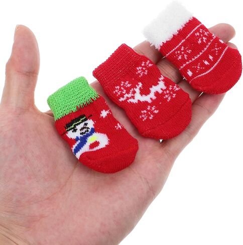 HANABASS 4 Pairs Christmas Dog Socks Non Slip Dog Socks Dog Paw Protector for Small Medium Large Senior Dogs (Size M) in Kuwait