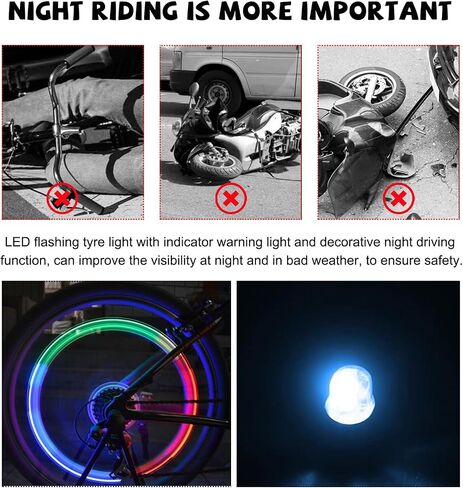 4 قطع من مصابيح صمام الإطارات LED، مصابيح فلاش صمام إطارات الدراجات النارية المقاومة للماء، مصابيح فلاش لصمام إطارات الدراجة النارية، مصباح مجموعات عجلات عربة الغولف لشاحنة الدراجة، ملحقات السيارة الخارجية (أبيض) in Kuwait