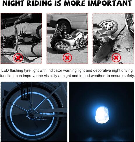 4 قطع من مصابيح صمام الإطارات LED، مصابيح فلاش صمام إطارات الدراجات النارية المقاومة للماء، مصابيح فلاش لصمام إطارات الدراجة النارية، مصباح مجموعات عجلات عربة الغولف لشاحنة الدراجة، ملحقات السيارة الخارجية (أبيض) in Kuwait