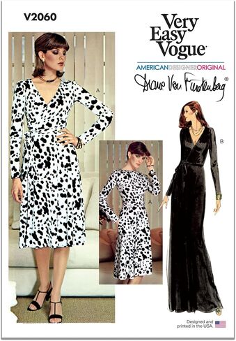 Vogue V2000H5 Misses' Wrap Dress Sewing Pattern Packet by Diane Von Furstenberg, Design Code V2000, Sizes 6-8-10-12-14 in Saudi Arabia
