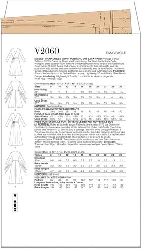 Vogue V2000H5 Misses' Wrap Dress Sewing Pattern Packet by Diane Von Furstenberg, Design Code V2000, Sizes 6-8-10-12-14 in Saudi Arabia