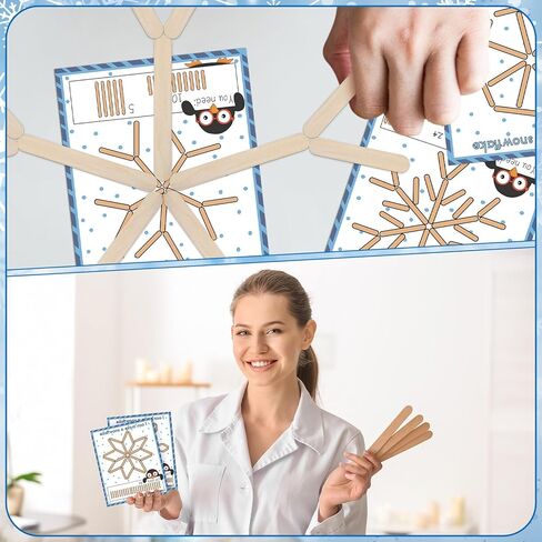 36 مجموعة من أدوات حرفة الشتاء، حرفة ندفة الثلج، حرفة عيد الميلاد، حرفة ندفة الثلج، اصنع بنفسك بطاقات البطريق الخشبية الخاصة بالمشروعات الفنية المنزلية في الشتاء، مستلزمات التعليم in Kuwait