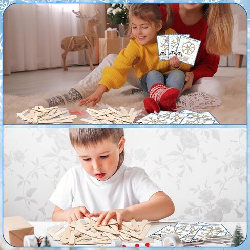 36 مجموعة من أدوات حرفة الشتاء، حرفة ندفة الثلج، حرفة عيد الميلاد، حرفة ندفة الثلج، اصنع بنفسك بطاقات البطريق الخشبية الخاصة بالمشروعات الفنية المنزلية في الشتاء، مستلزمات التعليم in Kuwait