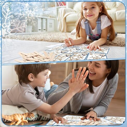 36 مجموعة من أدوات حرفة الشتاء، حرفة ندفة الثلج، حرفة عيد الميلاد، حرفة ندفة الثلج، اصنع بنفسك بطاقات البطريق الخشبية الخاصة بالمشروعات الفنية المنزلية في الشتاء، مستلزمات التعليم in Kuwait