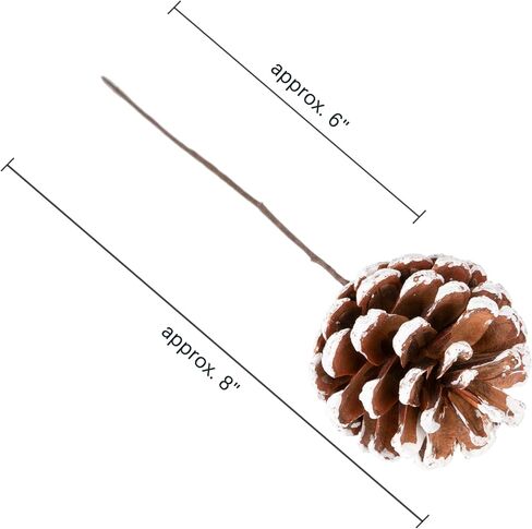 24 Pack Natural Snow Pine Cone Picks Bendable Floral Picks for Christmas Tree Decoration, Front Door Wreaths, Candle Rings, DIY Crafts, Holiday, Wedding, Party, Home Decor in Saudi Arabia