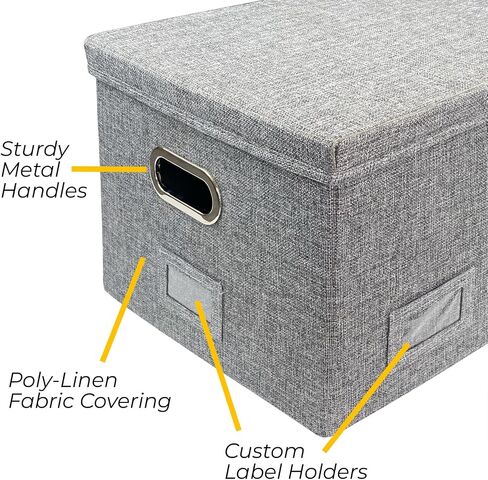 Hanging File Box 2-Pack | Portable Office Organizer with Lid, Handles, Metal Frame for Letter Size Folders (Gray) in Saudi Arabia