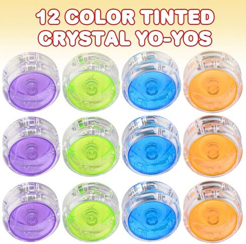 ArtCreativity Color Tinted Crystal Yoyos for Kids, Pack of 12, Plastic Yo-Yo Toys in Assorted Colors, Fun Birthday Party Favors, Goodie Bag Fillers, Holiday Stocking Stuffers, Classroom Prizes in Saudi Arabia