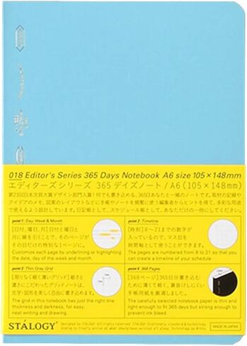 Nitoms STALOGY Notebook, A6, Squared, 365 Days Notebook, Blue S4113 in Kuwait