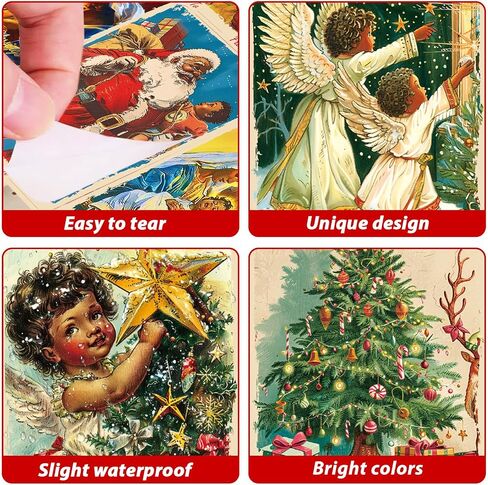 504Pcs African American Christmas Gift Tag Stickers Black Santa Claus Vintage Religious Christmas Label Stickers Xmas Tag Stickers Decals for Wrapping Gift Boxes Winter Holiday Party Favors Decoration in Saudi Arabia