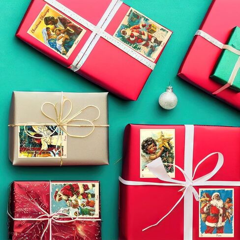 504Pcs African American Christmas Gift Tag Stickers Black Santa Claus Vintage Religious Christmas Label Stickers Xmas Tag Stickers Decals for Wrapping Gift Boxes Winter Holiday Party Favors Decoration in Saudi Arabia
