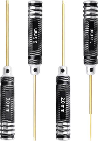 HobbyPark RC Hex Driver Set 1.5mm 2.0mm 2.5mm 3.0mm 4pcs Hex Allen Screwdriver Kit, Screw Tray, Hex Wrench Tool Kit for Multi-Axis FPV Racing Drone RC Quadcopter Helicopter Car Models in Kuwait