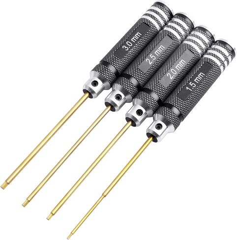 HobbyPark RC Hex Driver Set 1.5mm 2.0mm 2.5mm 3.0mm 4pcs Hex Allen Screwdriver Kit, Screw Tray, Hex Wrench Tool Kit for Multi-Axis FPV Racing Drone RC Quadcopter Helicopter Car Models in Kuwait