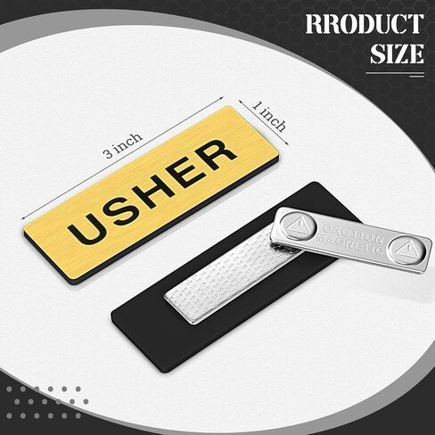 Sabary 10 Pcs Magnetic Usher Name Tag for Church Acrylic Usher Badge Name Tag with Magnet Reusable Badge Bulk for Uniform Clothes Church Gatherings, 1 x 3 Inch, Round Corners(Black White) in Saudi Arabia
