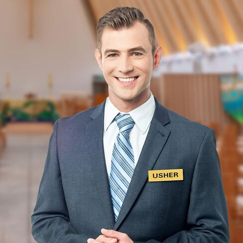 Sabary 10 Pcs Magnetic Usher Name Tag for Church Acrylic Usher Badge Name Tag with Magnet Reusable Badge Bulk for Uniform Clothes Church Gatherings, 1 x 3 Inch, Round Corners(Black White) in Saudi Arabia