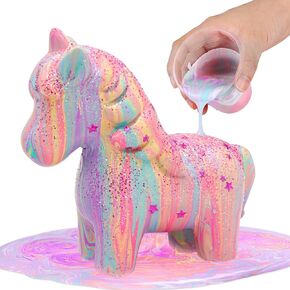 Unicorns Paint Pouring Art Kit - DIY Craft for Kids Age 6-12, Arts and Crafts Kit for Girls & Boys, Toys Girls Boy Birthday Christmas Gift Ages 4 5 6 7 8 9 10 11 12+
