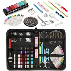 KEYHOT Mini Sewing Kit Basic - 87 Pcs Home Sewing Starter Kit - Sewing Supplies Kit Accessories for Adults Beginner Travel Including Sewing Needles Thread Scissors Measure Etc（Black）