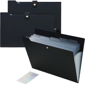 Expanding File Folder 3PCS 7 Pocket Letter Size Accordion File Organizer with Labels Portable Document Paper Bill Receipt Organizer for School Office Supplies, A4 Size, Black