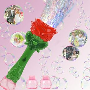 Bubble Wand Electric Bubble Maker Machine,Blingbrione 10 Holes Torch Auto Bubble Blower Light-up Handheld for 3-16 Kids Girls Adults.Bubble for Party Outdoor, 2 Bubble Solution Including.
