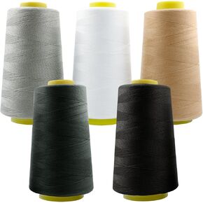 PSON 5 Color Polyester Sewing Thread Spools, 3000 Yard Thread for Sewing Machine, Hand Repair Works, Weaves, Craft