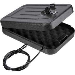Fireproof Security Box with 3-Digit Combination Lock, Portable Safe for Guns, Money, Documents - 39IN Patented Security Cable Included - Ideal for Valuables and Firearms, Size 9.4x6.5x2 IN