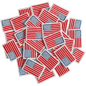 Small American Flag Patches, Embroidered Iron on US Flag Patches Applique for Clothes, Hat, Backpack, Jeans and More, Pack of 15 Golde