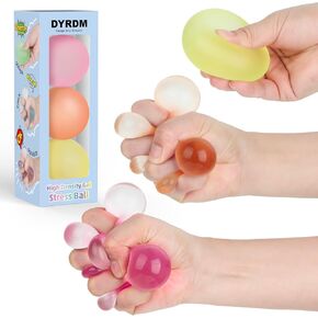 Stress Balls 3-Pack, Easter Basket Stuffers & Fidget Gifts, High Density and Ultra-Soft Memory Gel Filled, Squishy Fidget Toy, Squeeze Balls Sensory for Anxiety Stress Relief