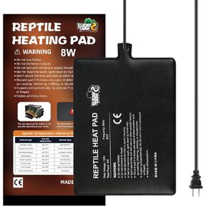 LUCKY HERP Reptile Heat Pad 8x18 Inch 24W Under Tank Terrarium Heating Mat, Reptile Heat Mat, Reptile Heating Pad for Turtle, Lizard, Hermit Crab, Frog, Snake