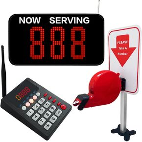 Take a Number System Waiting Number System with Ticket Dispenser 3 Digit Number Ticket Roll for Medical Clinic Restaurant Hospital Bank Queue Call for Haunted House(1 Keypad 1 Display 1 Ticket Dispenser)