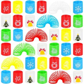 48 Pcs Christmas Mini Spring Toys, Xmas Coil Springs Stocking Stuffers Fidget Toys for Kids Christmas Party Favors Goodie Bag Fillers