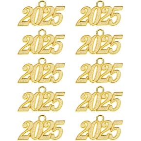 Tupalizy 32x18mm Alloy 2025 Year Charms Graduation Decor 2025 Signet Charms Pendant for Tassel Keychains Bracelets Necklaces Earring Jewelry Making Accessory DIY Crafts Wedding Party Supplies, 10PCS
