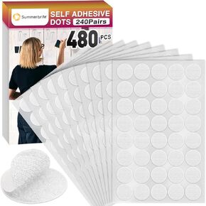 Dots with Adhesive 240 Pairs/480Pcs, 0.78 Inch Round Hook and Loop Tape, Strong Sticky Back Fasteners, Double Side Dots, Heavy Duty Self-Adhesive Circles for Home, Office, School, and Crafts
