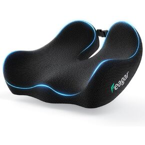 Feagar Large Ergonomic Seat Cushion - Thick Full Wrap Memory Foam Office Chair Cushion for Tailbone Pain Relief, Coccyx Cushion with Non-Slip Pad for Desk Chair, Wheelchair, Car Seat Long Sitting