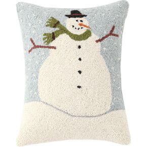 Peking Handicraft Snowman Hook Wool Lumbar Pillow, Multicolored in Kuwait