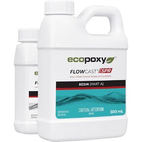 FlowCast SPR Epoxy Resin Kit - 50 Fl Oz /1.5L: UV & Yellowing Resistant, Bio-Based| Water Clear & Bubble Free Fasterer Curing Epoxy for Small Pour Casting: Charcuterie Boards, Trays & Coasters