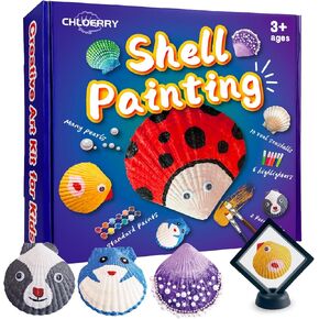 DIY Sea Shell Painting Kit for Kids Ages 3-12, Arts & Crafts Glow in The Dark, Shell Wind Chime Creative Artworks Beach Toys for Boys Girls Christmas Birthday Party Gift