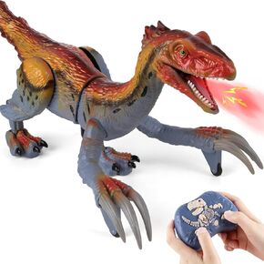 Therizinosaurus Remote Control Dinosaur Toys for Kids 3-8 -2.4GHz Jurassic RC Dinosaur Toys with Light & Spray,Roars - Remote Control Dino Robot Toys for Kids - Black