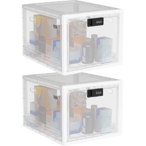 2 Pack Medicine Lock Box | Refrigerator Lockbox for Food,Drugs and Home Safety Locker Shelf | Locking Lunch Container | Tablet Looking Cell Phone Jail | Pill Case Medication Storage Lockable Boxes