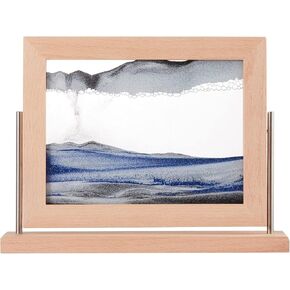 LUULAHAZ Moving Sand Art Picture Wood Frame, Dynamic Swing Painting Liquid Motion Flowing Sand Art, Desktop Sensory Calming Landscape for Home Decor and Office Craft Gift
