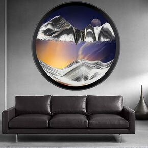 TNSLGHS Moving Sand Art, Wall Mounted Sand Art Liquid Motion, 360°Rotate Moving Sand Wall Art Deep Sea Sandscape Room Decoration, Relaxing Mood Home Office Work Decor,J-24in/61cm